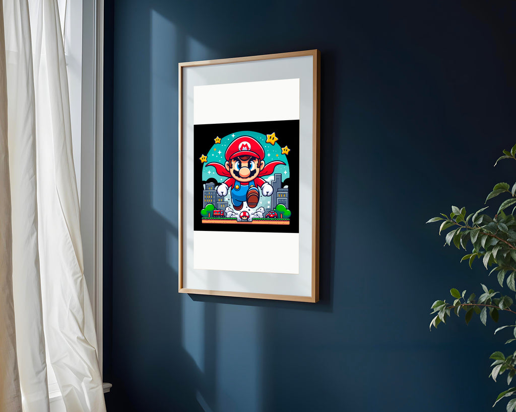 Mario Vuela Sobre la Ciudad | Cuadro decorativo de Monkey Canvas