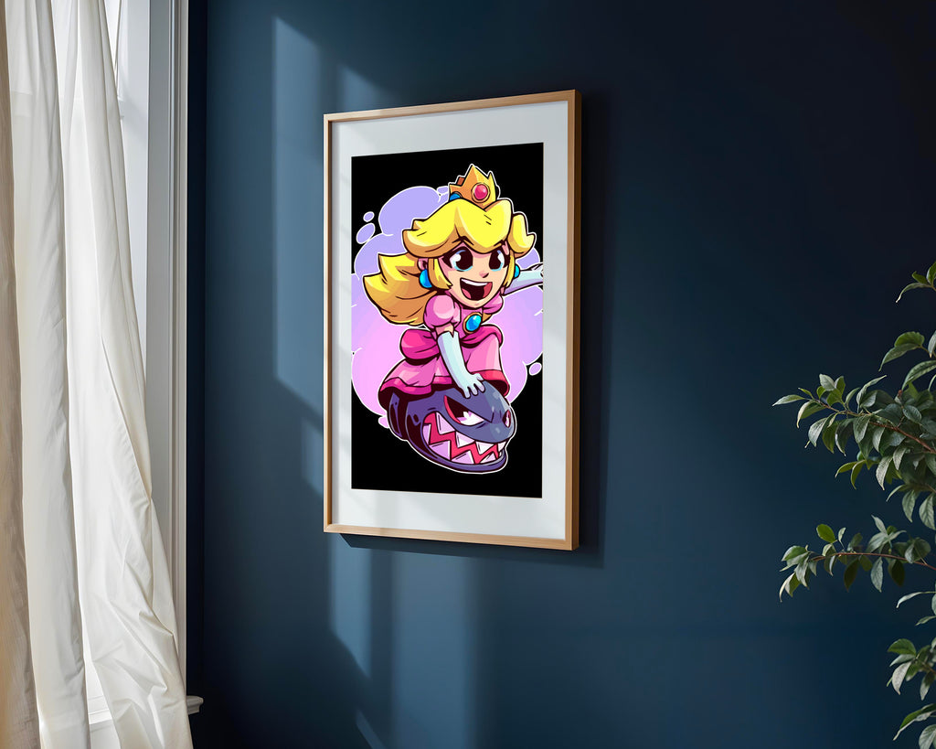 Peach y Chain Chomp | Cuadro decorativo de Monkey Canvas