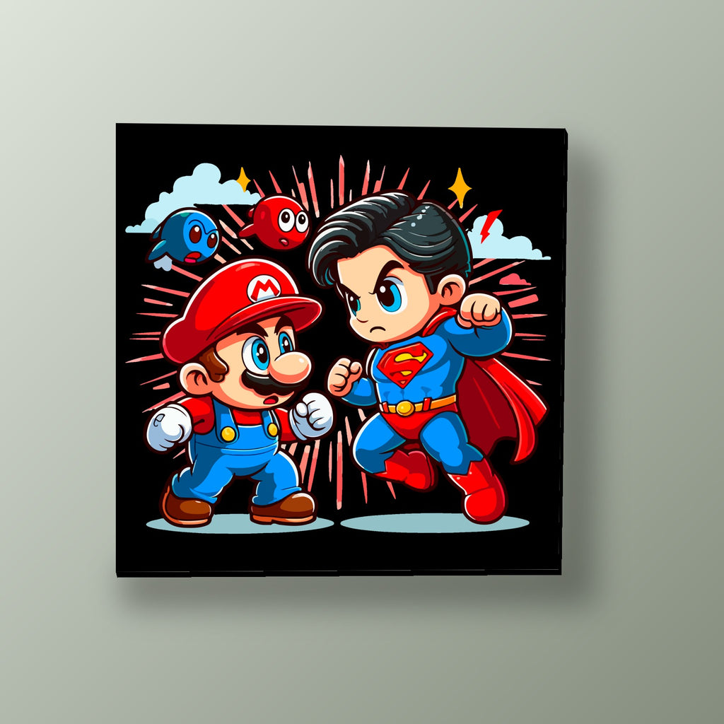 Mario Contra Superman | Cuadro decorativo de Monkey Canvas