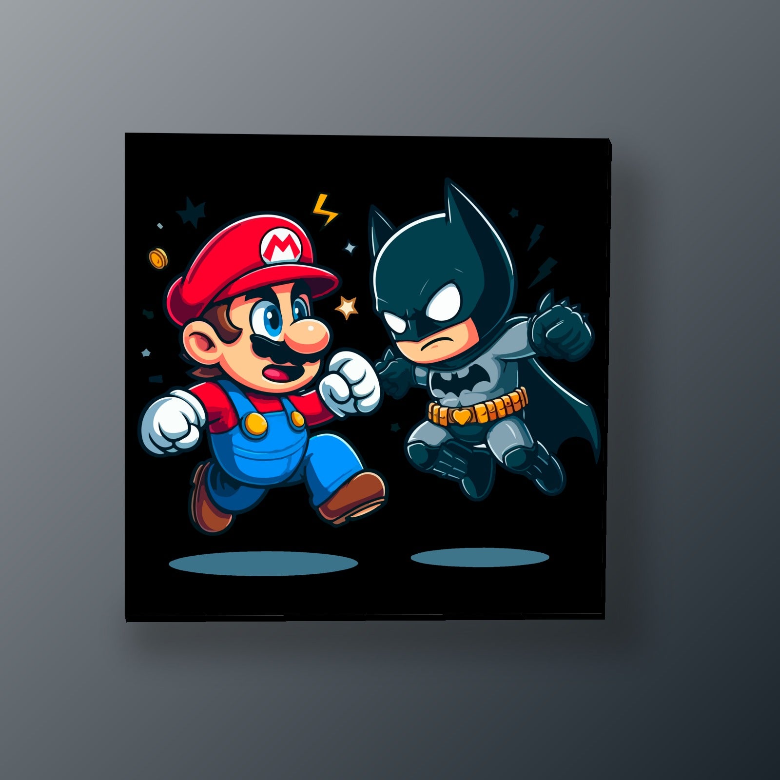 Mario y Batman Aliados | Cuadro decorativo de Monkey Canvas