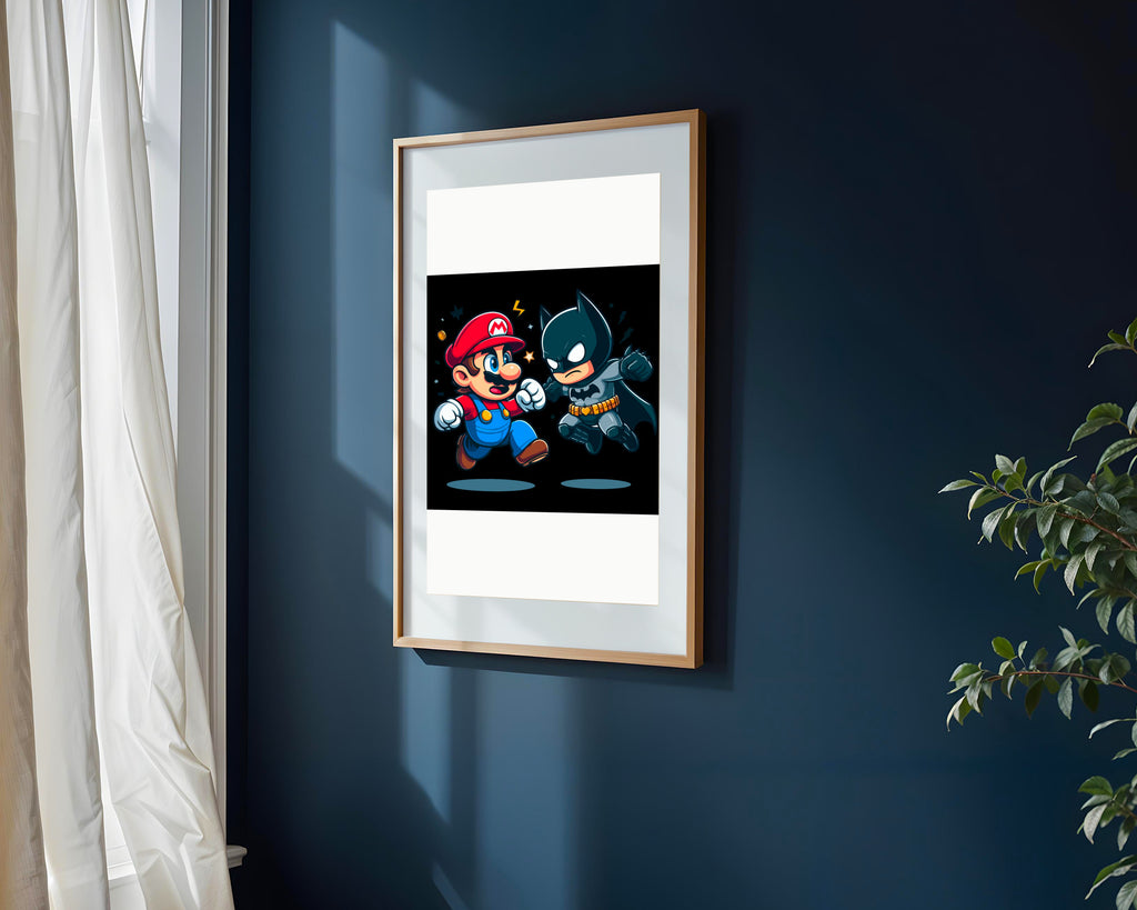 Mario y Batman Aliados | Cuadro decorativo de Monkey Canvas