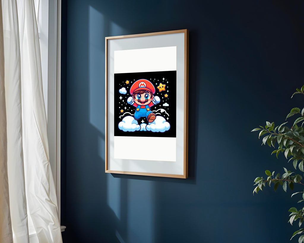 Mario Kawaii en Nubes | Cuadro decorativo de Monkey Canvas