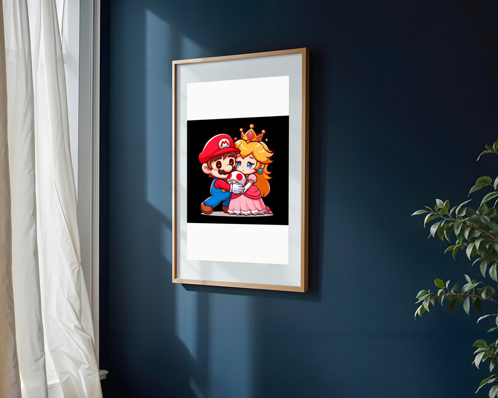 Mario y Peach Tierno | Cuadro decorativo de Monkey Canvas