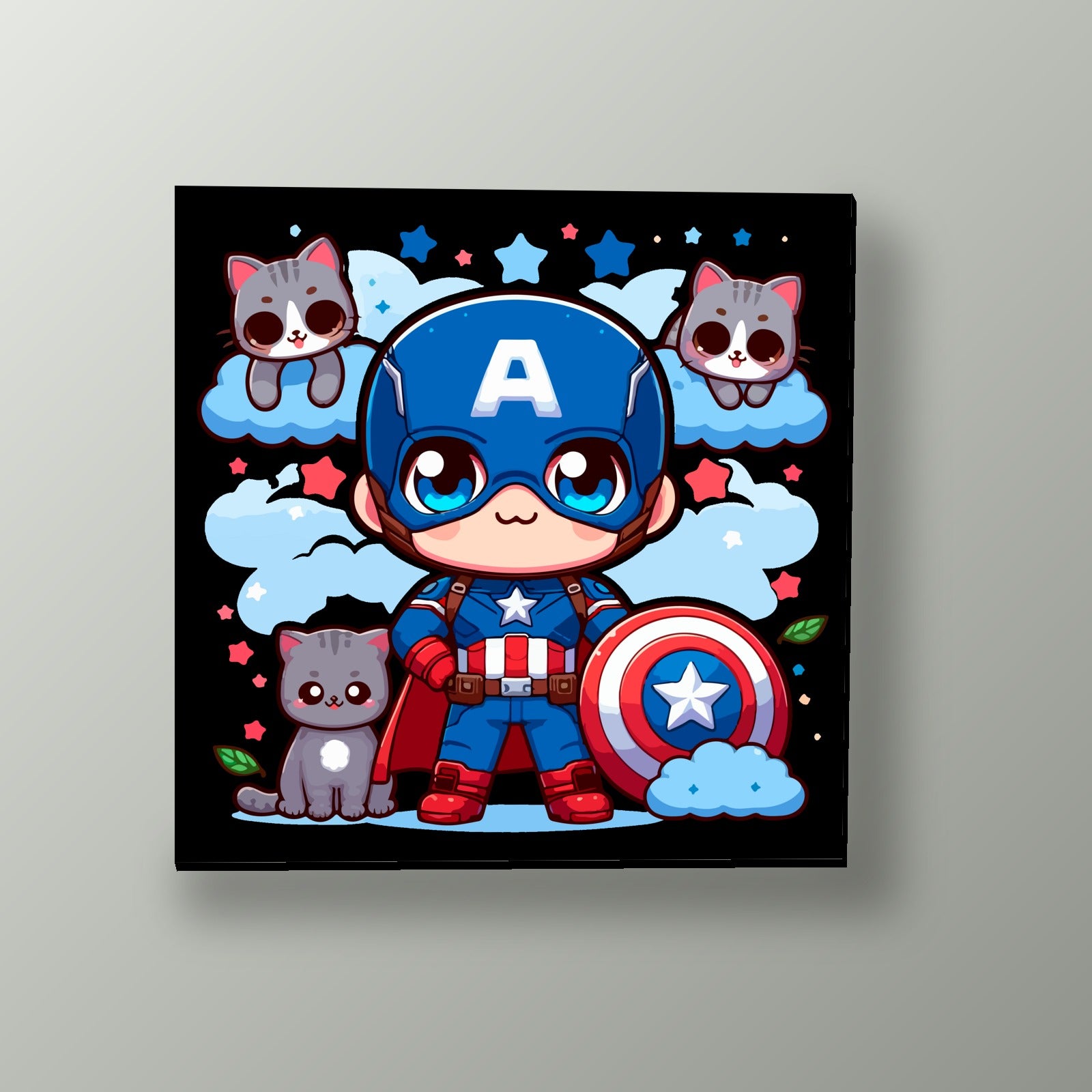 Capitán América Kawaii | Cuadro decorativo de Monkey Canvas