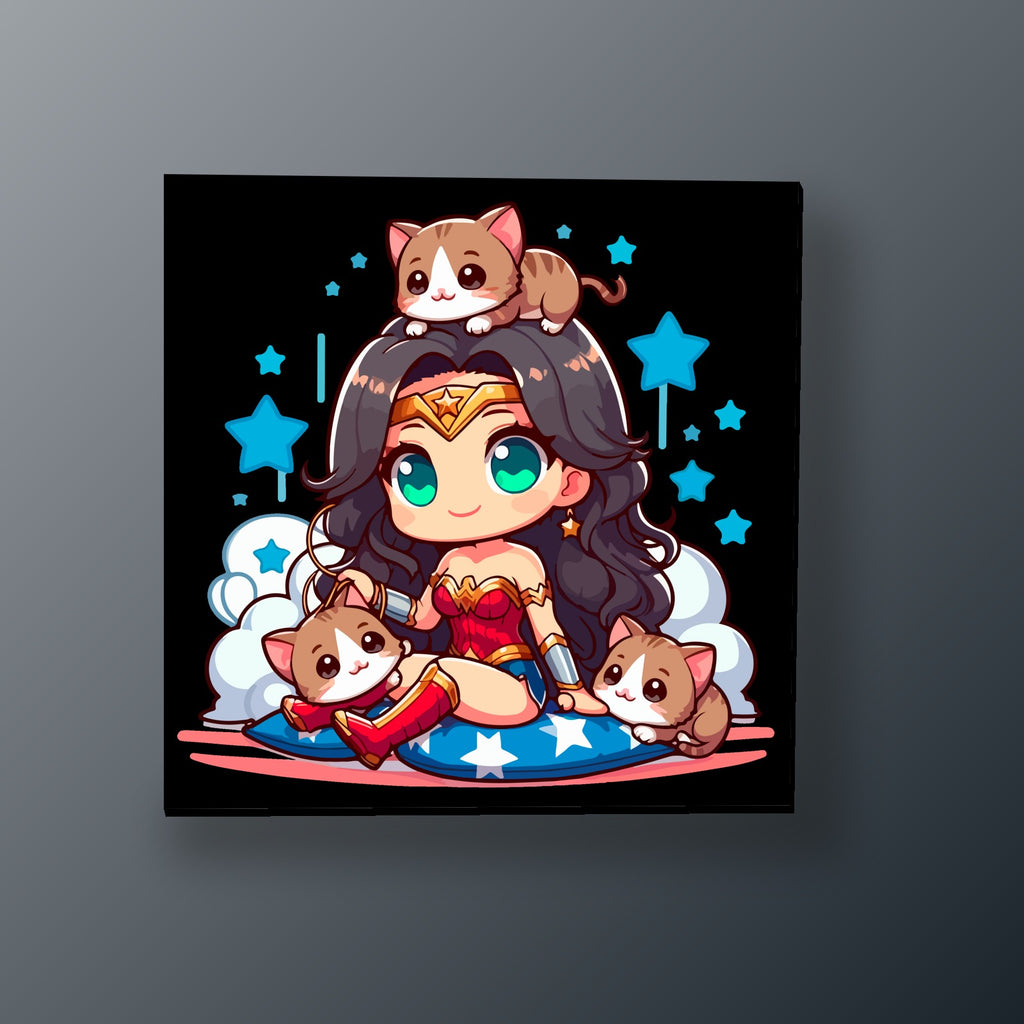 Wonder Woman y Sus Gatos | Cuadro decorativo de Monkey Canvas