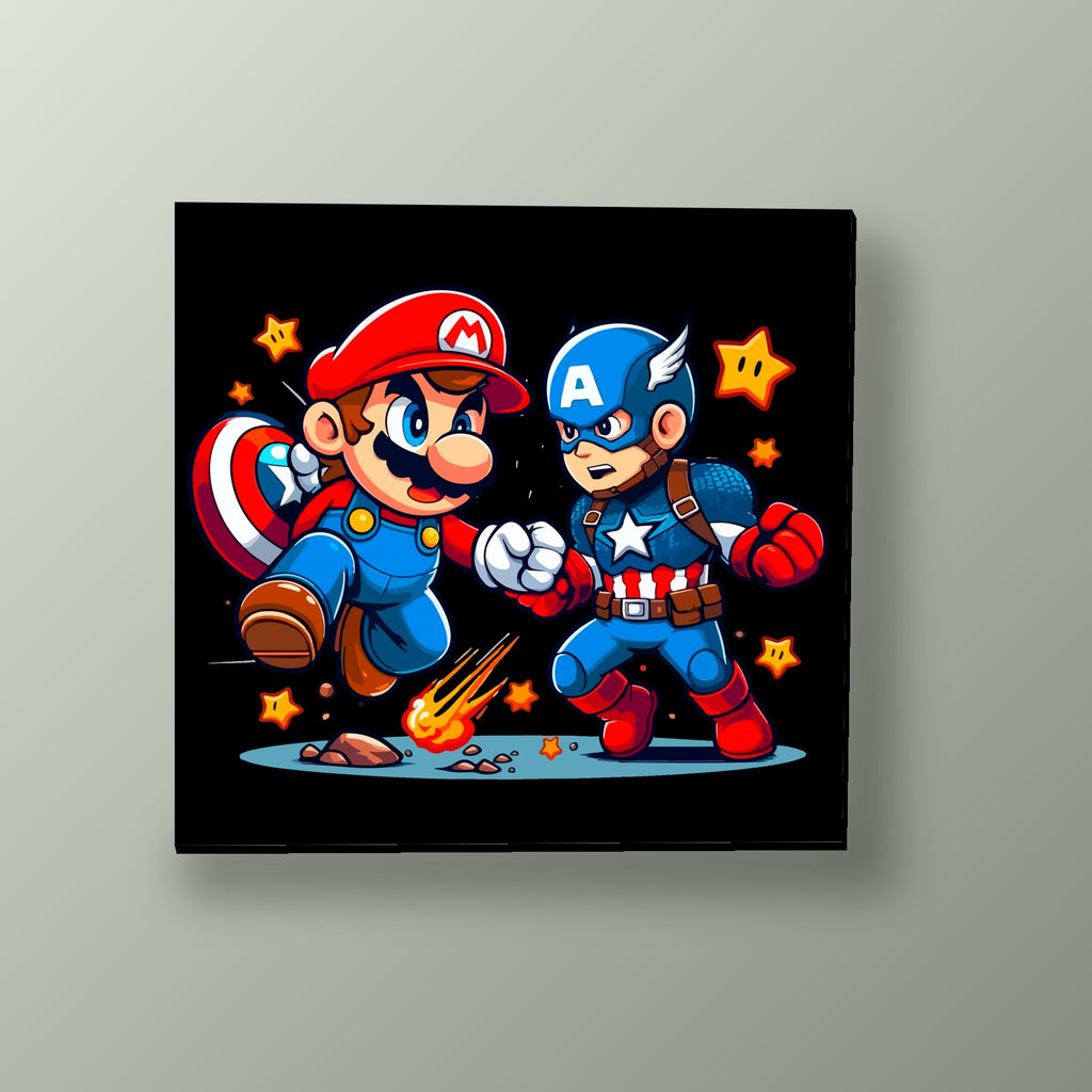 Mario y Capitán América | Cuadro decorativo de Monkey Canvas