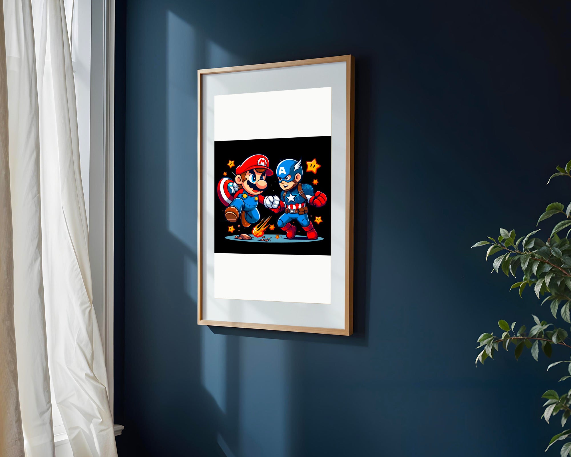 Mario y Capitán América | Cuadro decorativo de Monkey Canvas