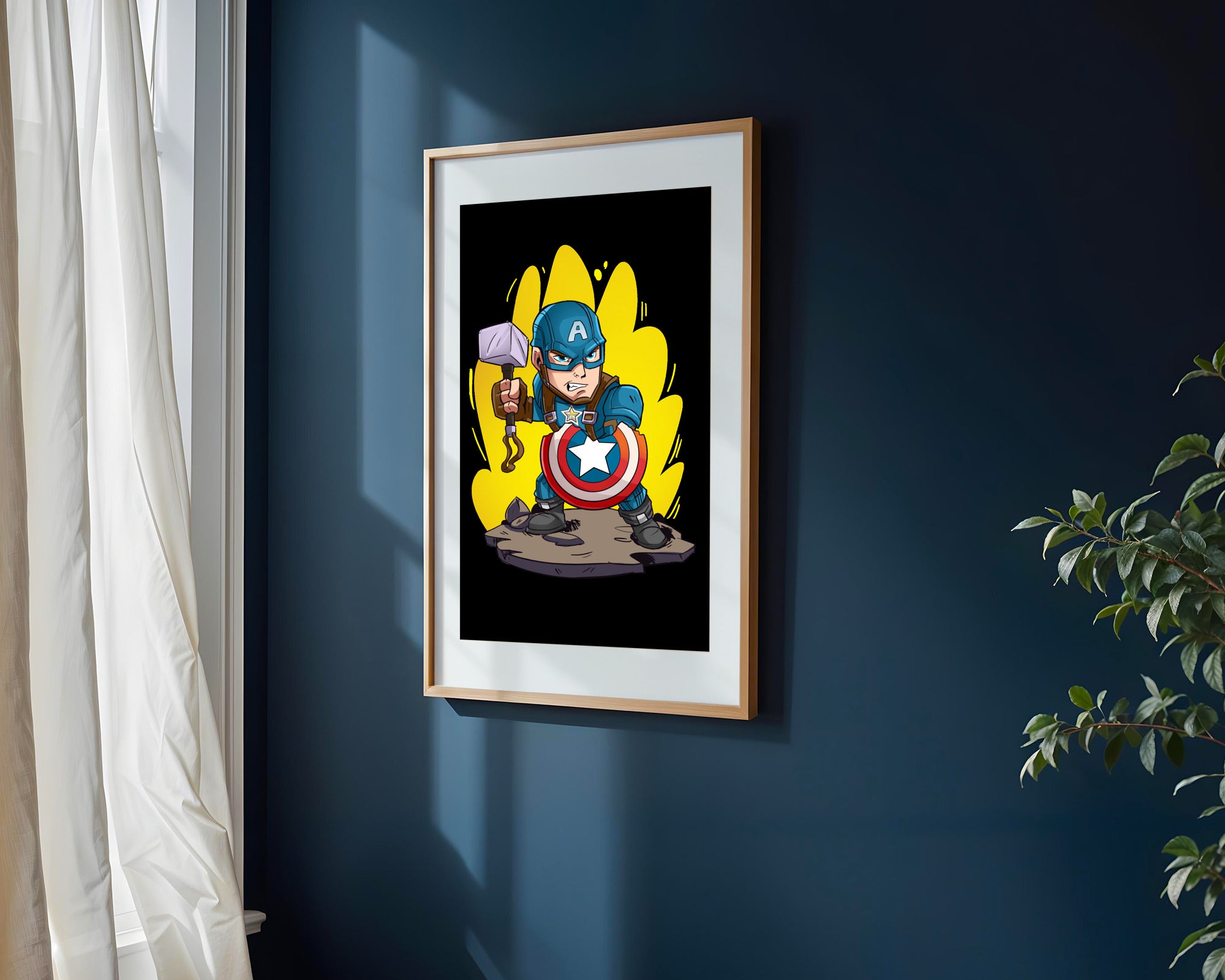 Capitán América y Mjolnir | Cuadro decorativo de Monkey Canvas