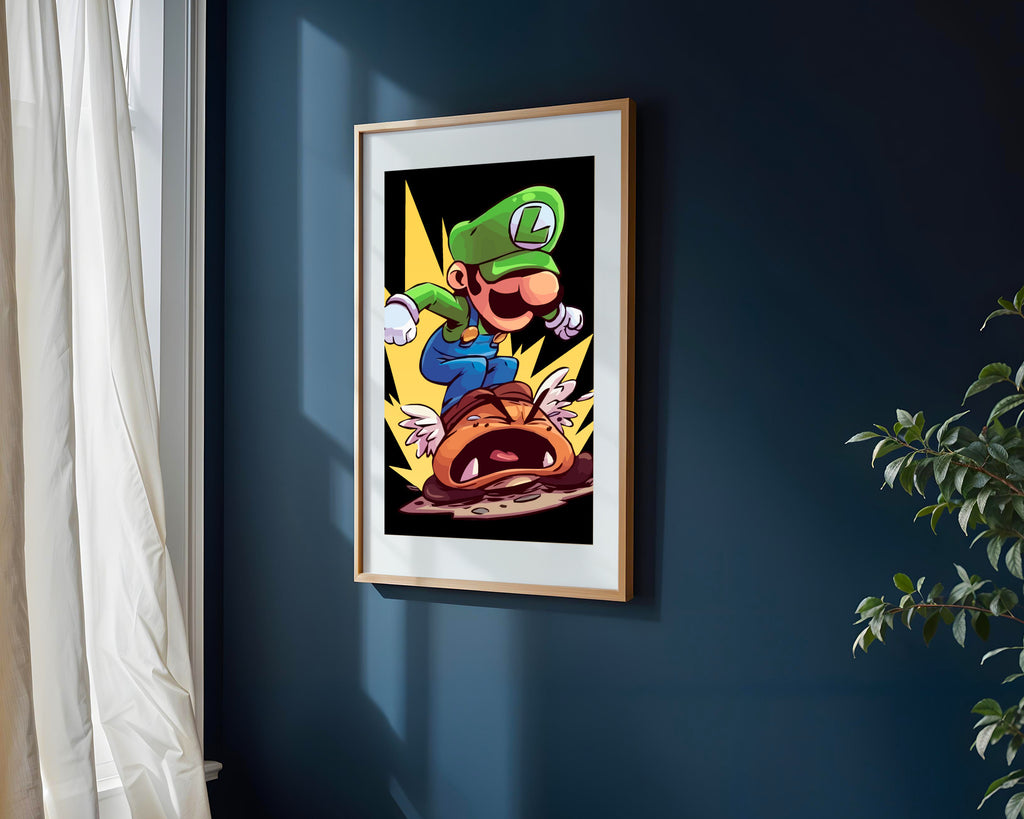 Luigi Salta Sobre Goomba | Cuadro decorativo de Monkey Canvas
