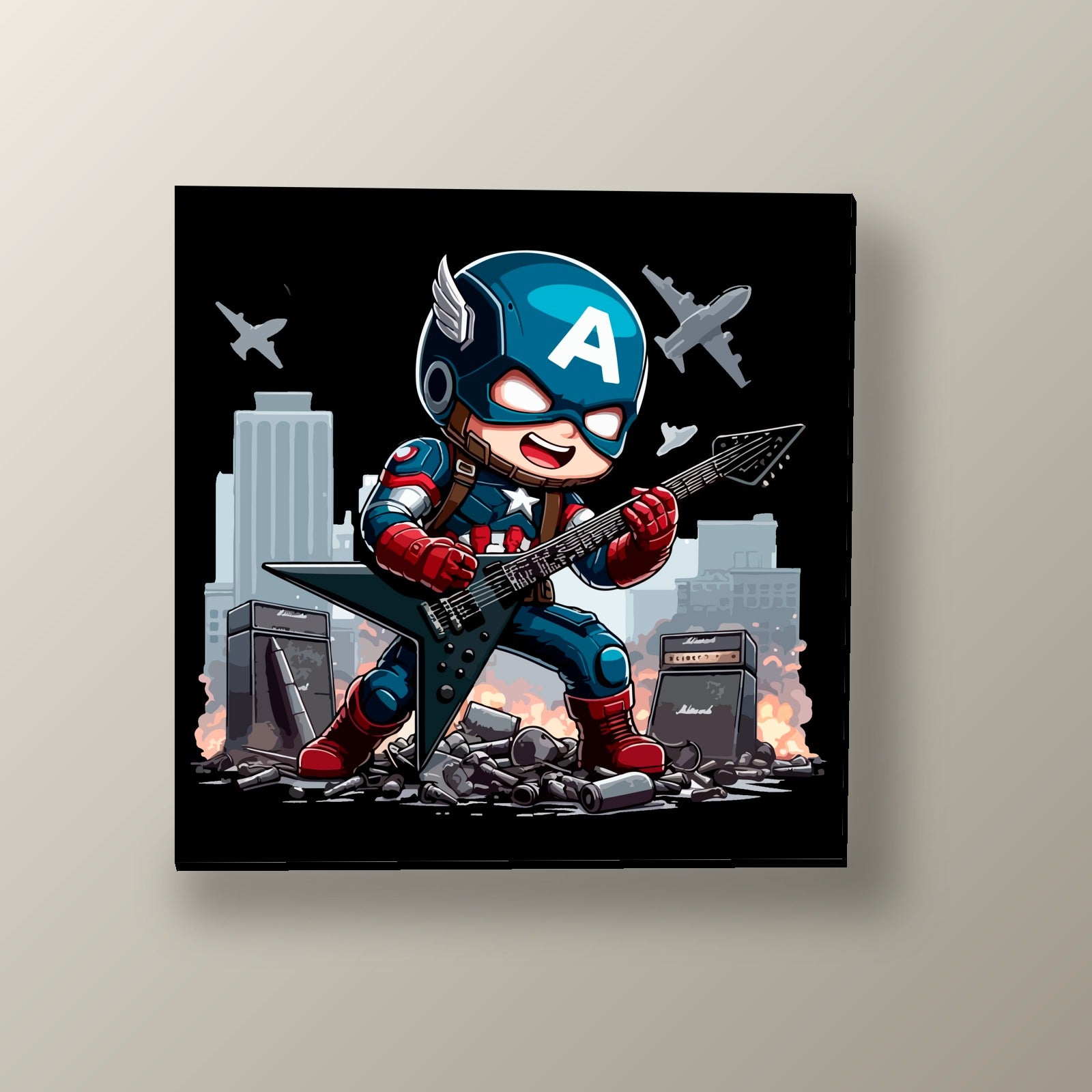 Capitán América Rockero | Cuadro decorativo de Monkey Canvas