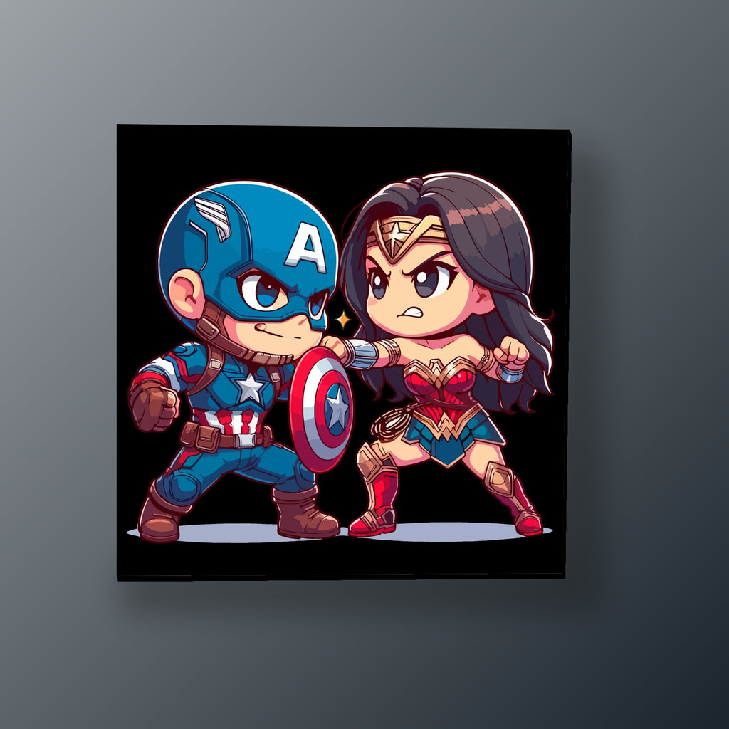 Capitán América y Wonder Woman | Cuadro decorativo de Monkey Canvas