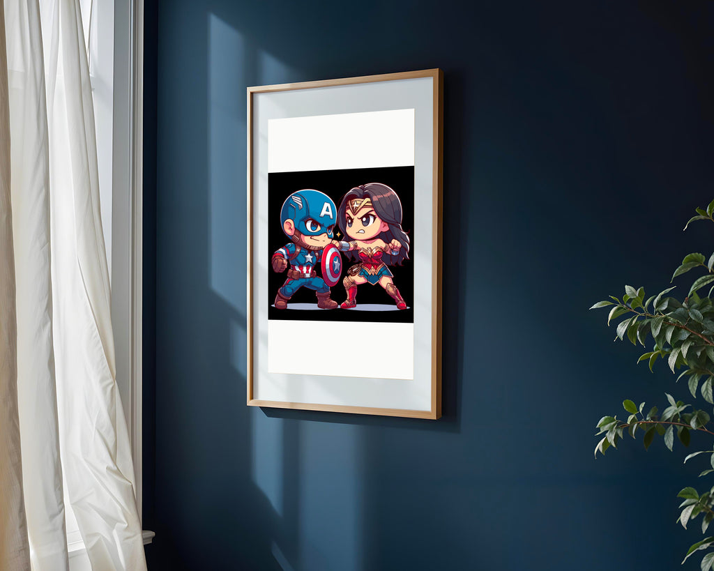 Capitán América y Wonder Woman | Cuadro decorativo de Monkey Canvas