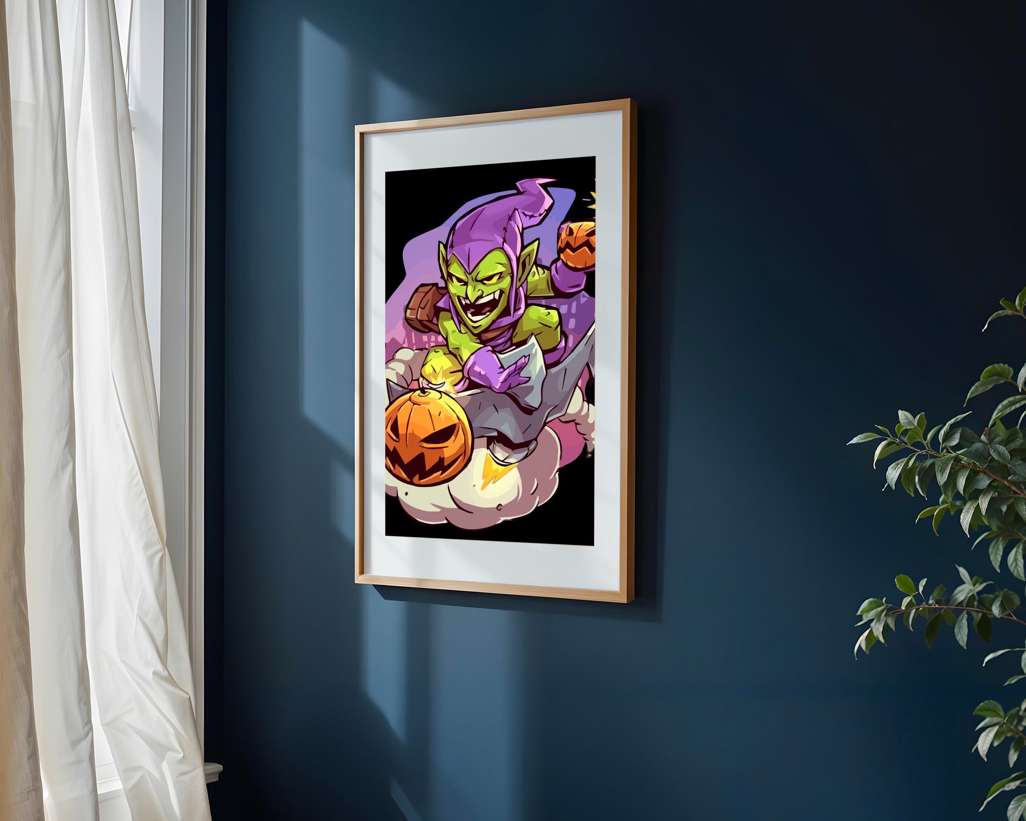 Duende Verde y Calabazas | Cuadro decorativo de Monkey Canvas