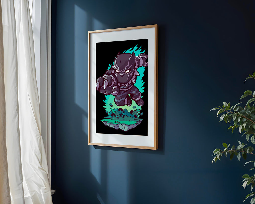 Black Panther Salto Felino | Cuadro decorativo de Monkey Canvas