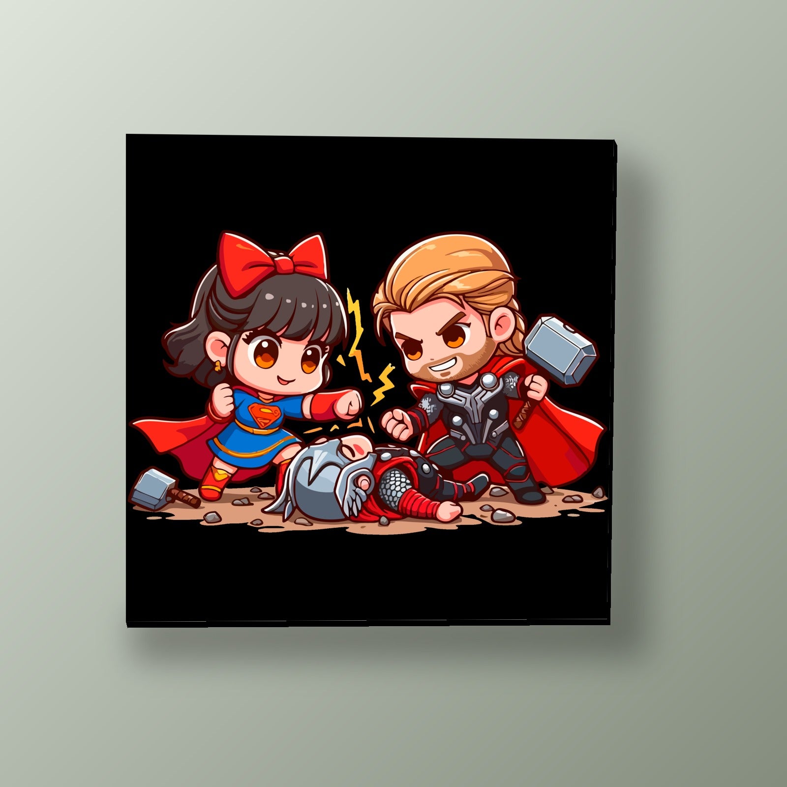 Supergirl Contra Thor | Cuadro decorativo de Monkey Canvas