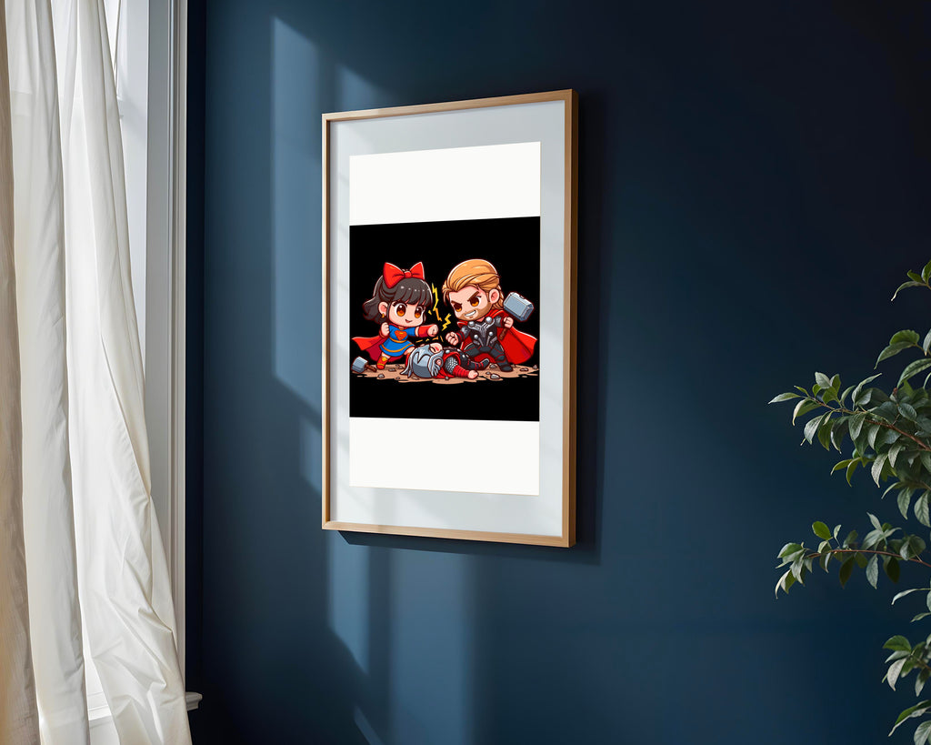 Supergirl Contra Thor | Cuadro decorativo de Monkey Canvas