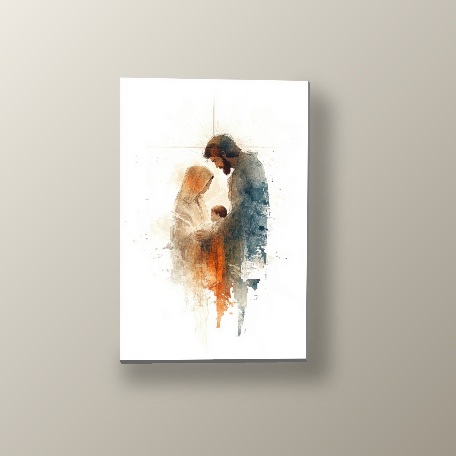 Natividad Acuarela Sepia | Cuadro decorativo de Monkey Canvas