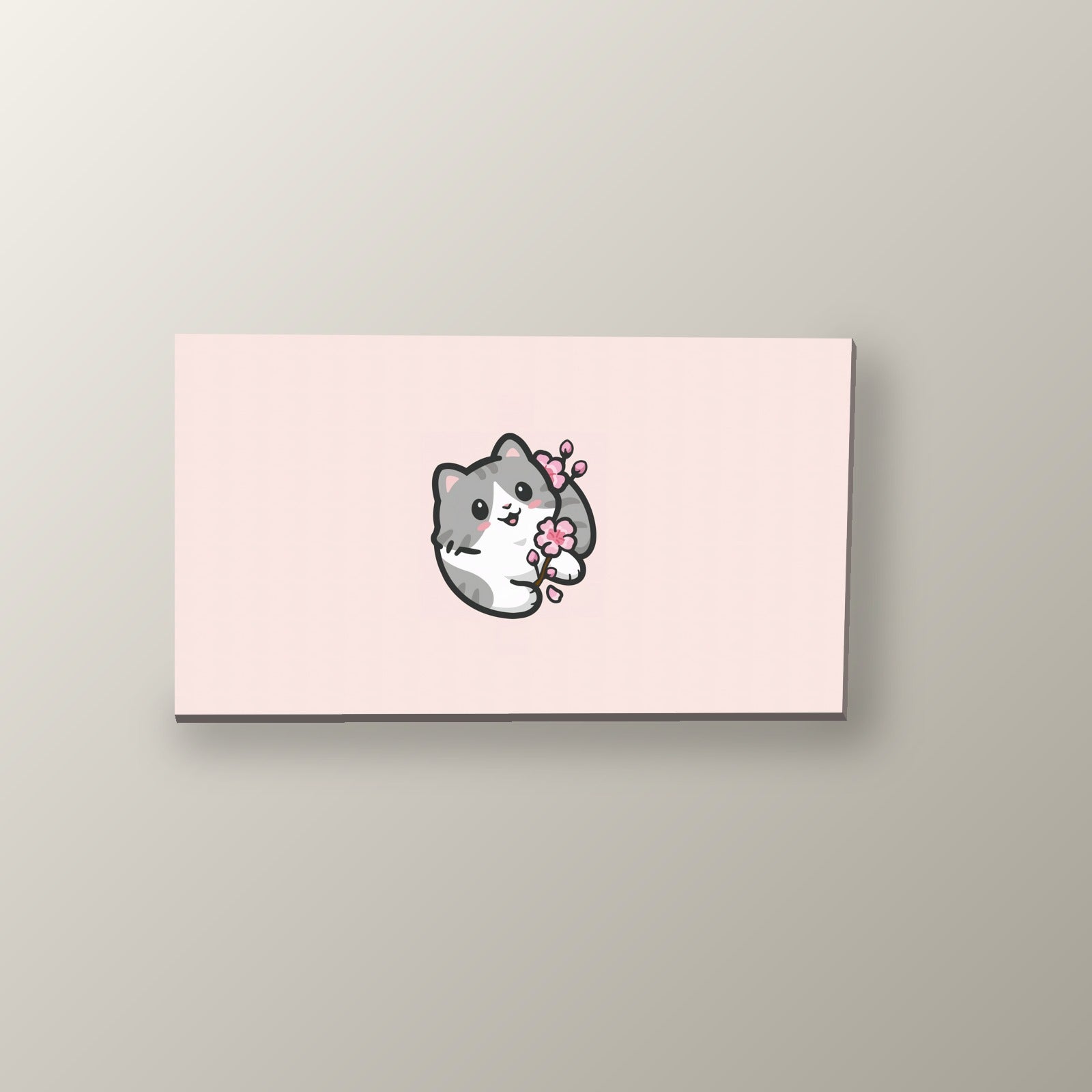 Gatito Kawaii con Flor de Cerezo | Cuadro decorativo de Monkey Canvas