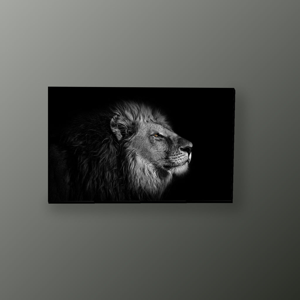 Leon Retrato Blanco y Negro | Cuadro decorativo de Monkey Canvas