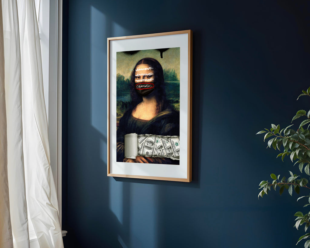 Mona Lisa Grafiti y Dolares | Cuadro decorativo de Monkey Canvas