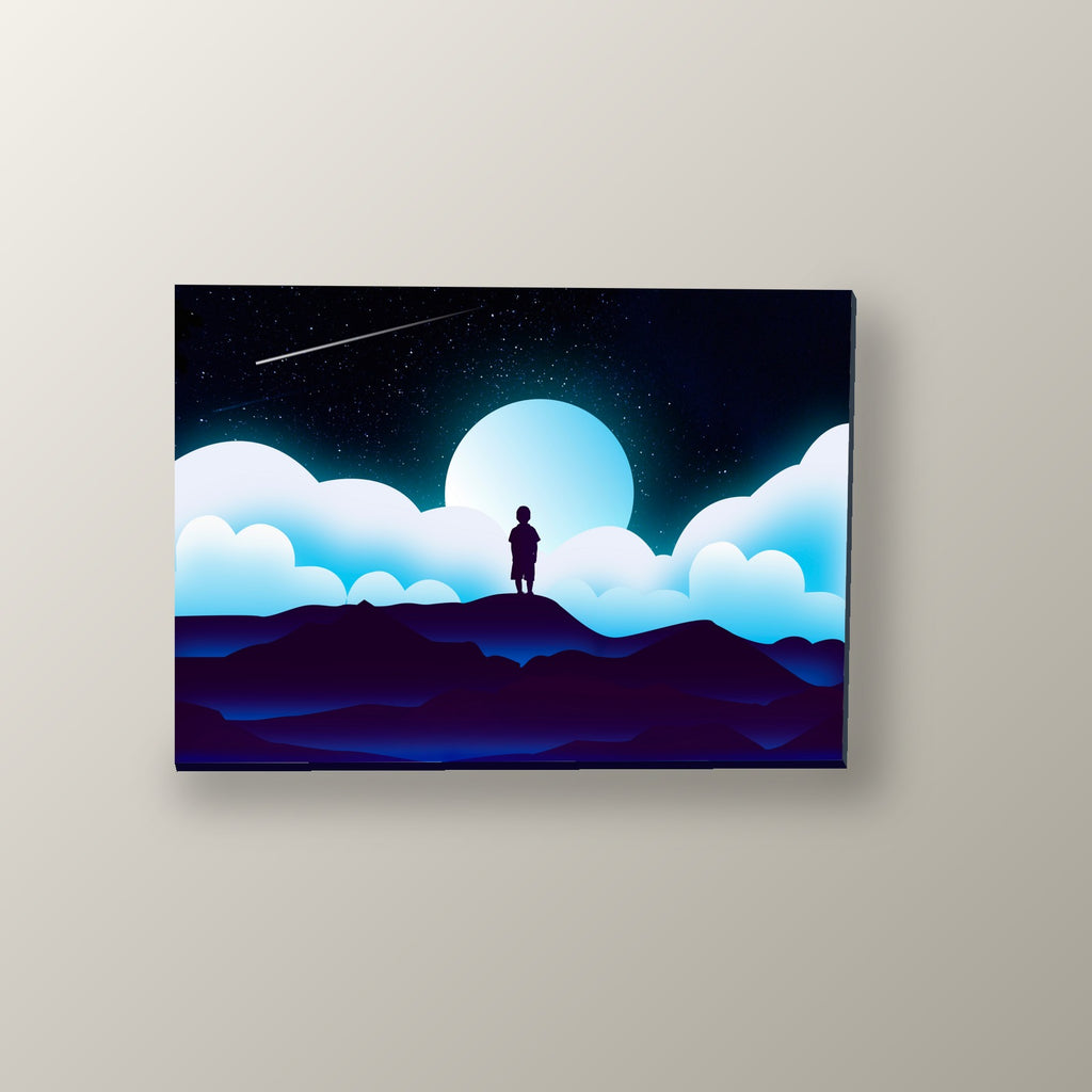 Nino Contemplando la Luna | Cuadro decorativo de Monkey Canvas
