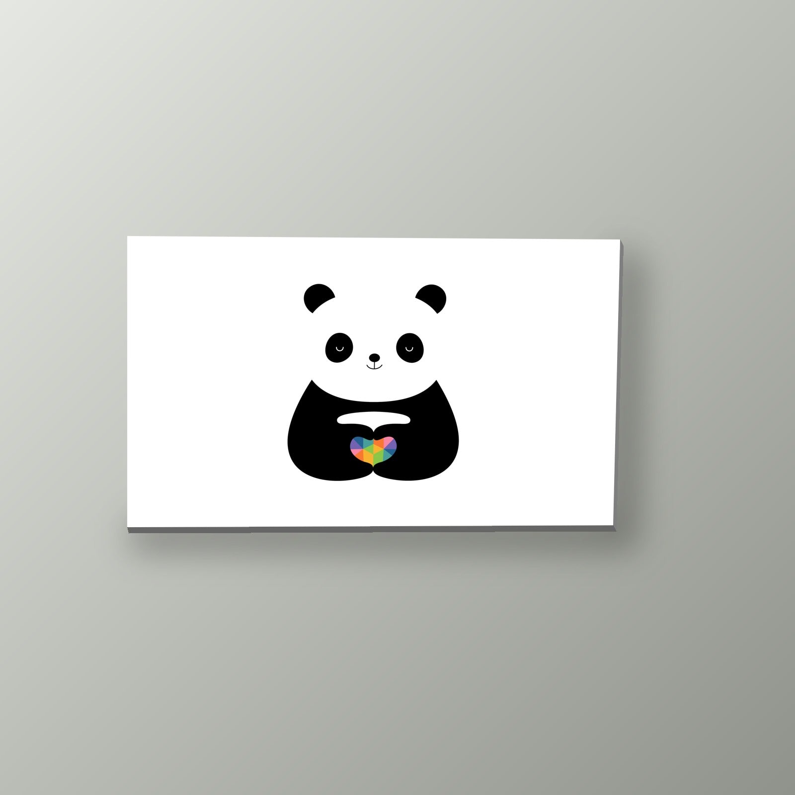 Panda con Corazon Arcoiris | Cuadro decorativo de Monkey Canvas