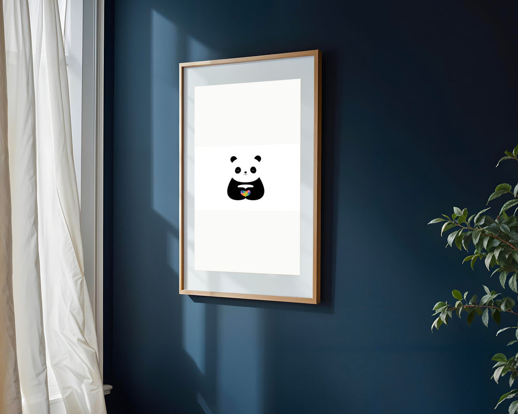 Panda con Corazon Arcoiris | Cuadro decorativo de Monkey Canvas