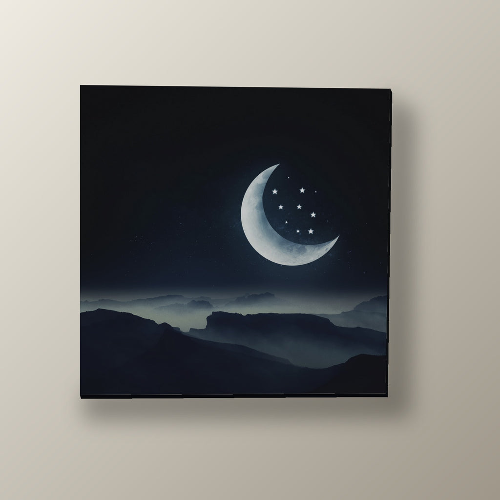 Luna Creciente y Estrellas | Cuadro decorativo de Monkey Canvas