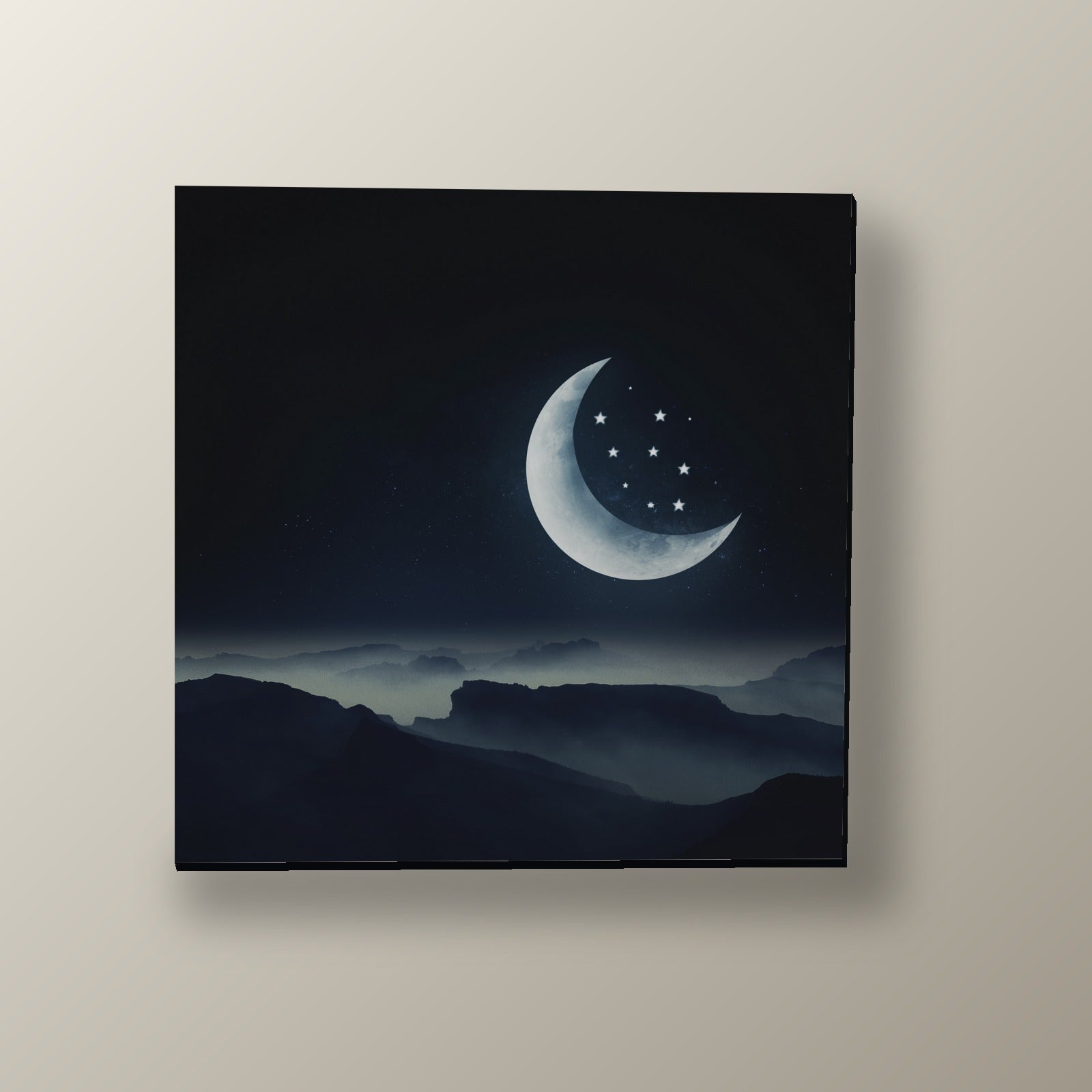 Luna Creciente y Estrellas | Cuadro decorativo de Monkey Canvas