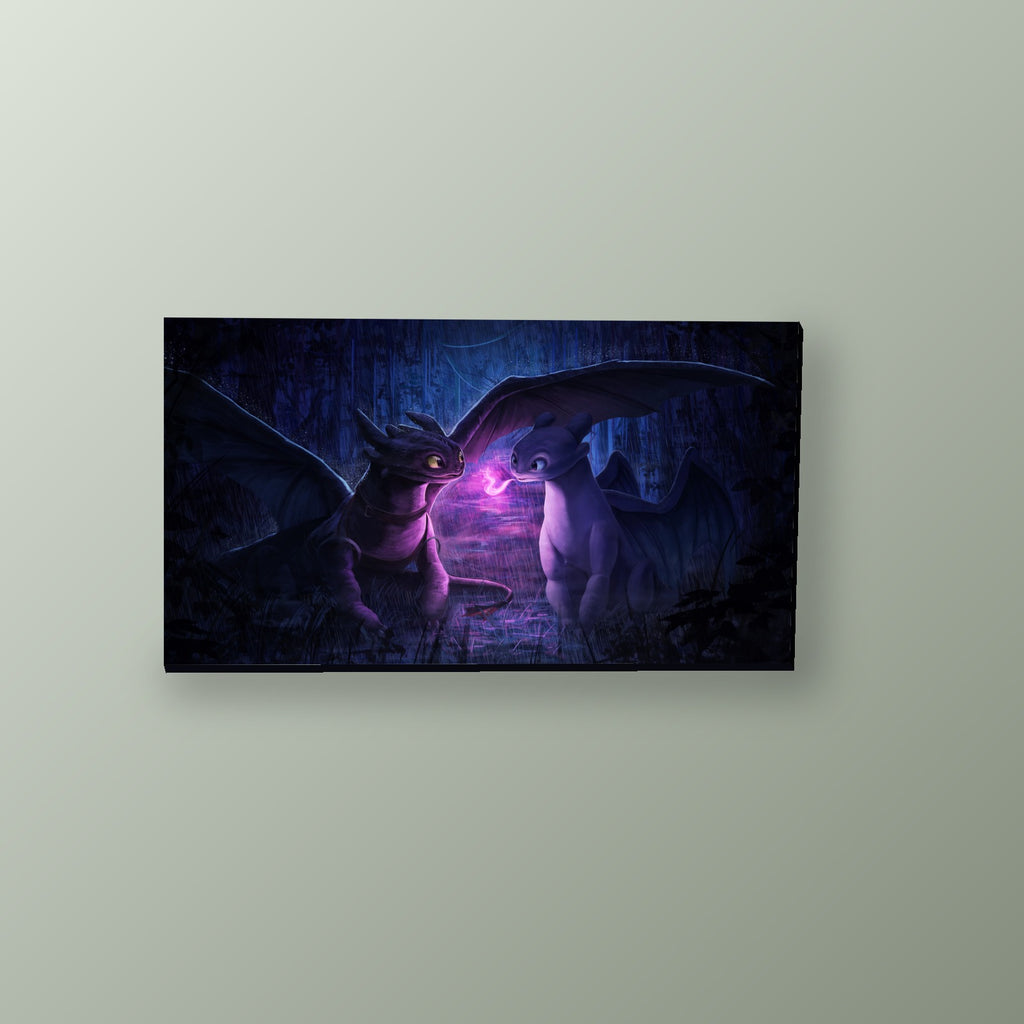 Dragones Nocturnos Neón | Cuadro decorativo de Monkey Canvas