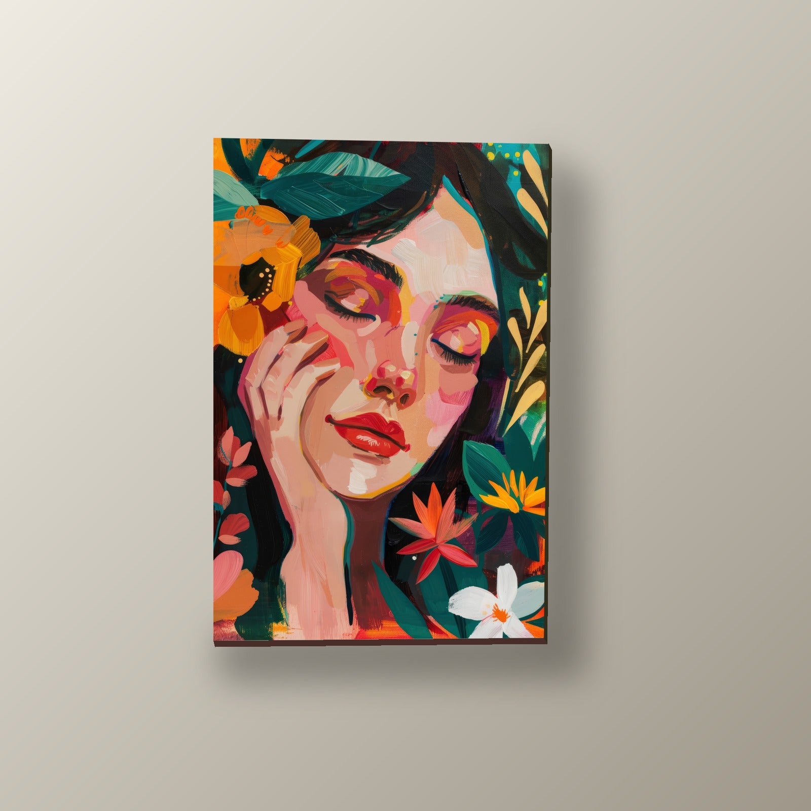 Retrato Floral Tropical | Cuadro decorativo de Monkey Canvas