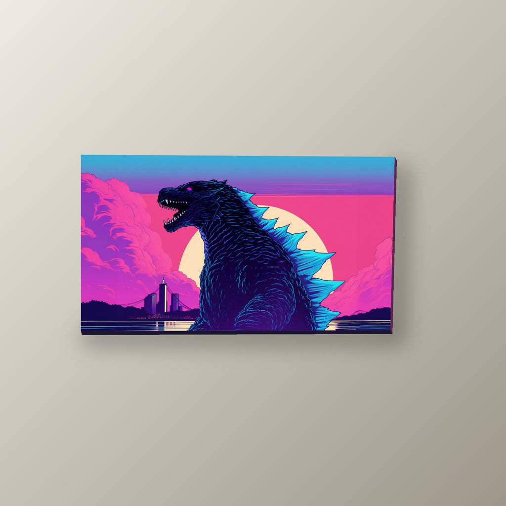 Godzilla Atardecer Neón | Cuadro decorativo de Monkey Canvas
