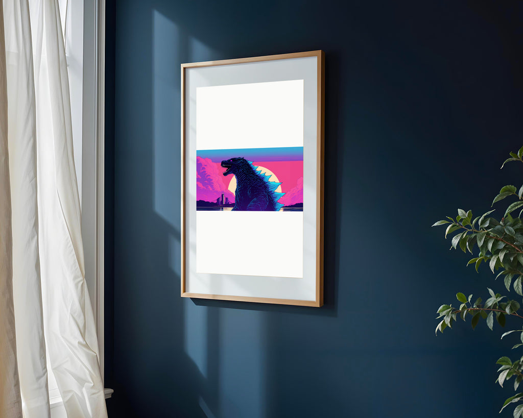 Godzilla Atardecer Neón | Cuadro decorativo de Monkey Canvas