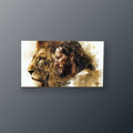 León y Hombre Fusión | Cuadro decorativo de Monkey Canvas