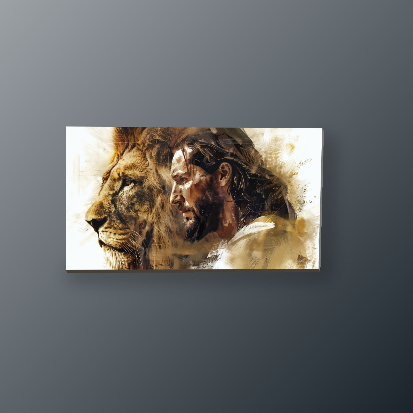 León y Hombre Fusión | Cuadro decorativo de Monkey Canvas