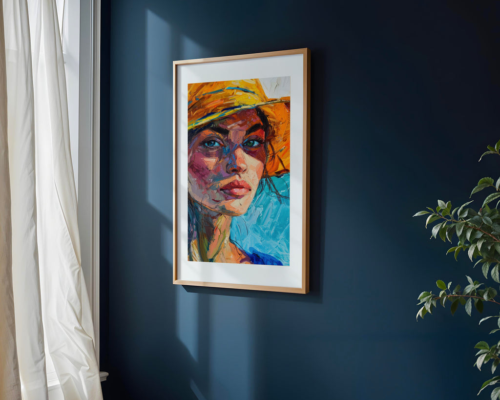 Retrato Sombrero de Paja | Cuadro decorativo de Monkey Canvas