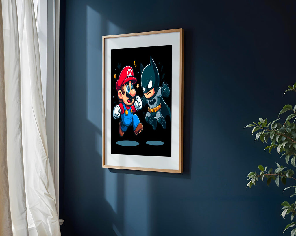 Mario y Batman Aliados | Cuadro decorativo de Monkey Canvas