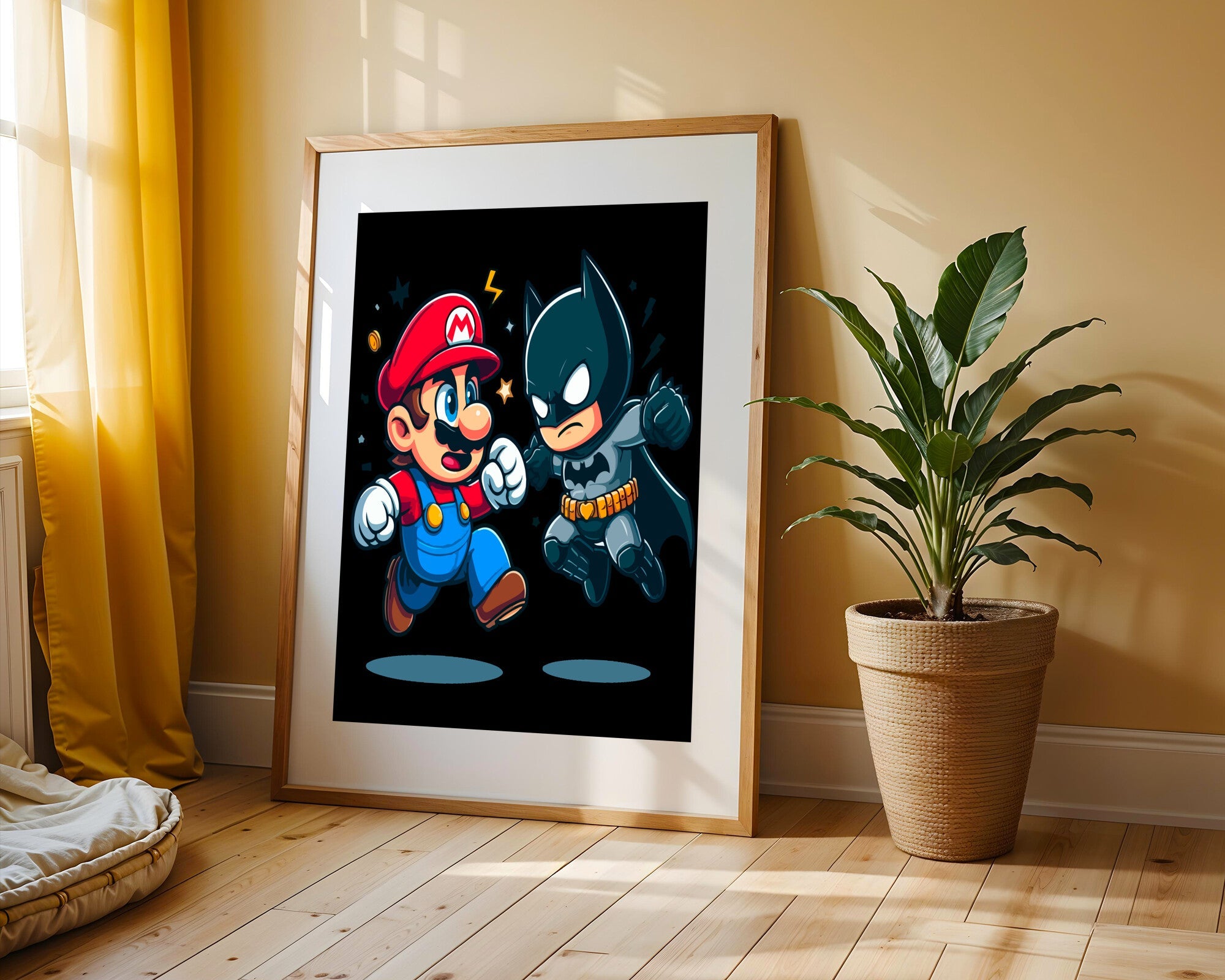 Mario y Batman Aliados | Cuadro decorativo de Monkey Canvas