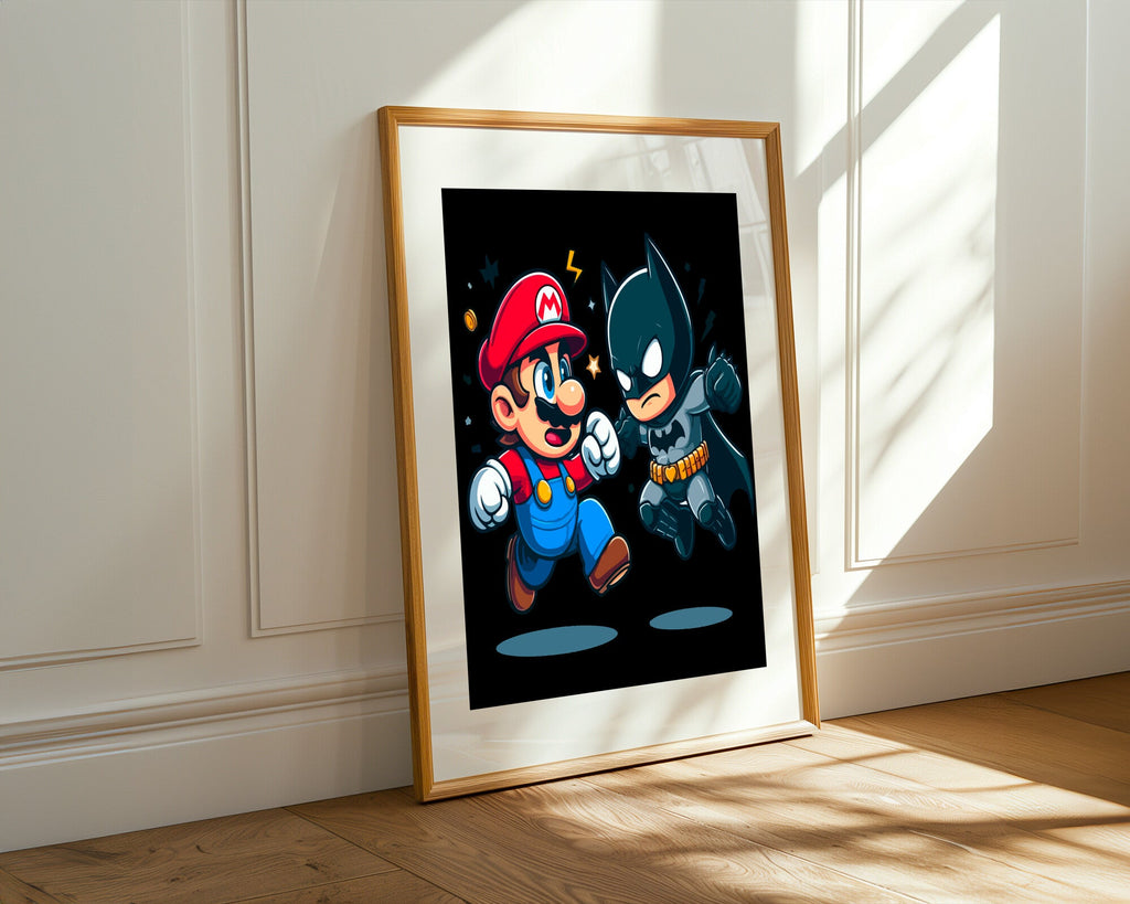 Mario y Batman Aliados | Cuadro decorativo de Monkey Canvas