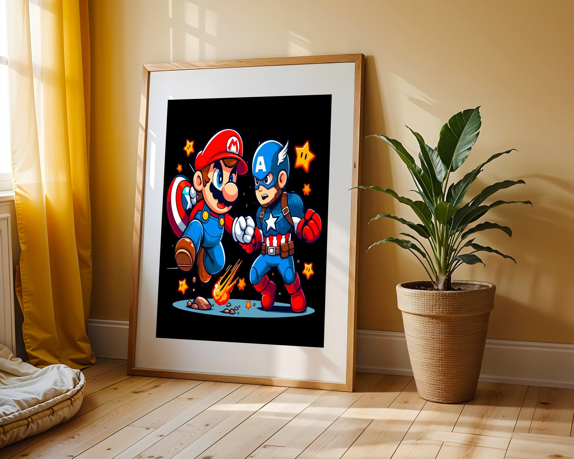 Mario y Capitán América | Cuadro decorativo de Monkey Canvas