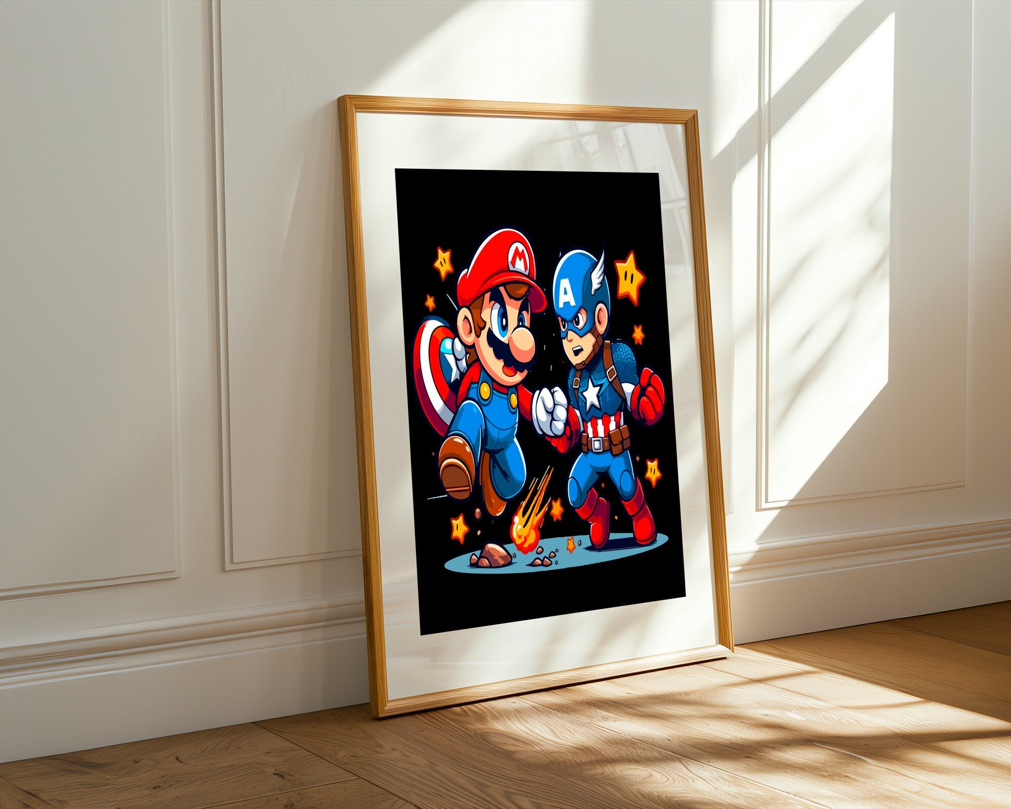 Mario y Capitán América | Cuadro decorativo de Monkey Canvas