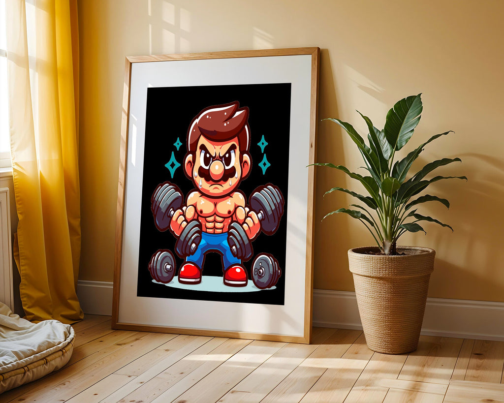 Gamer Musculoso Entrenando | Cuadro decorativo de Monkey Canvas