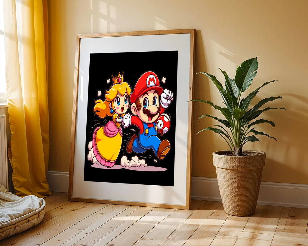 Peach y Mario Corriendo | Cuadro decorativo de Monkey Canvas