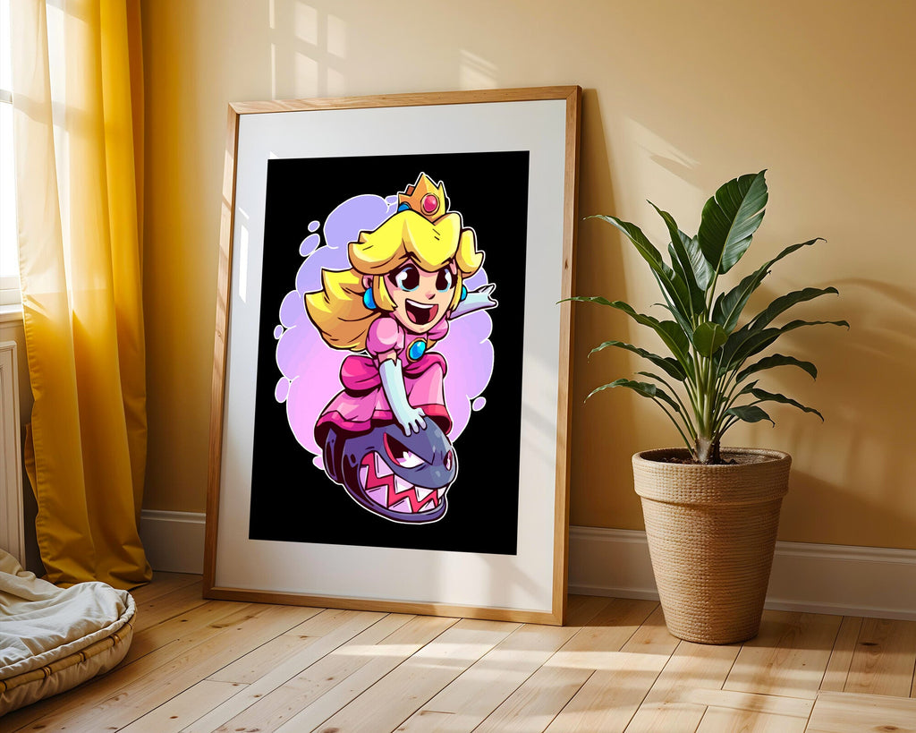 Peach y Chain Chomp | Cuadro decorativo de Monkey Canvas
