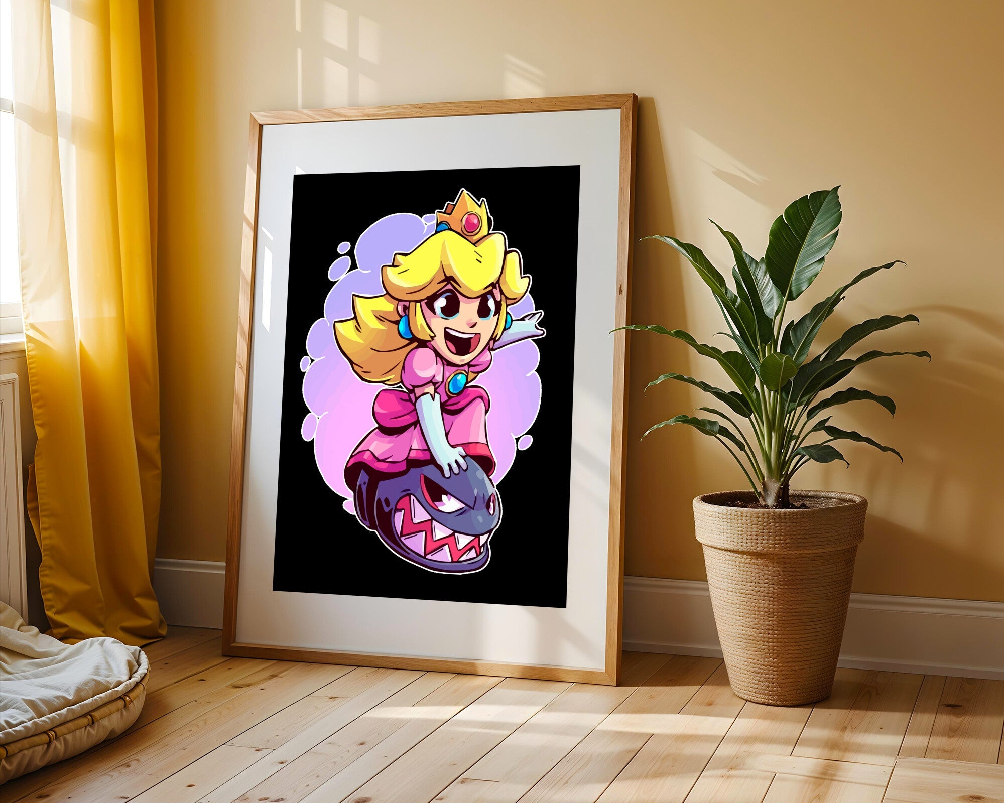 Peach y Chain Chomp | Cuadro decorativo de Monkey Canvas