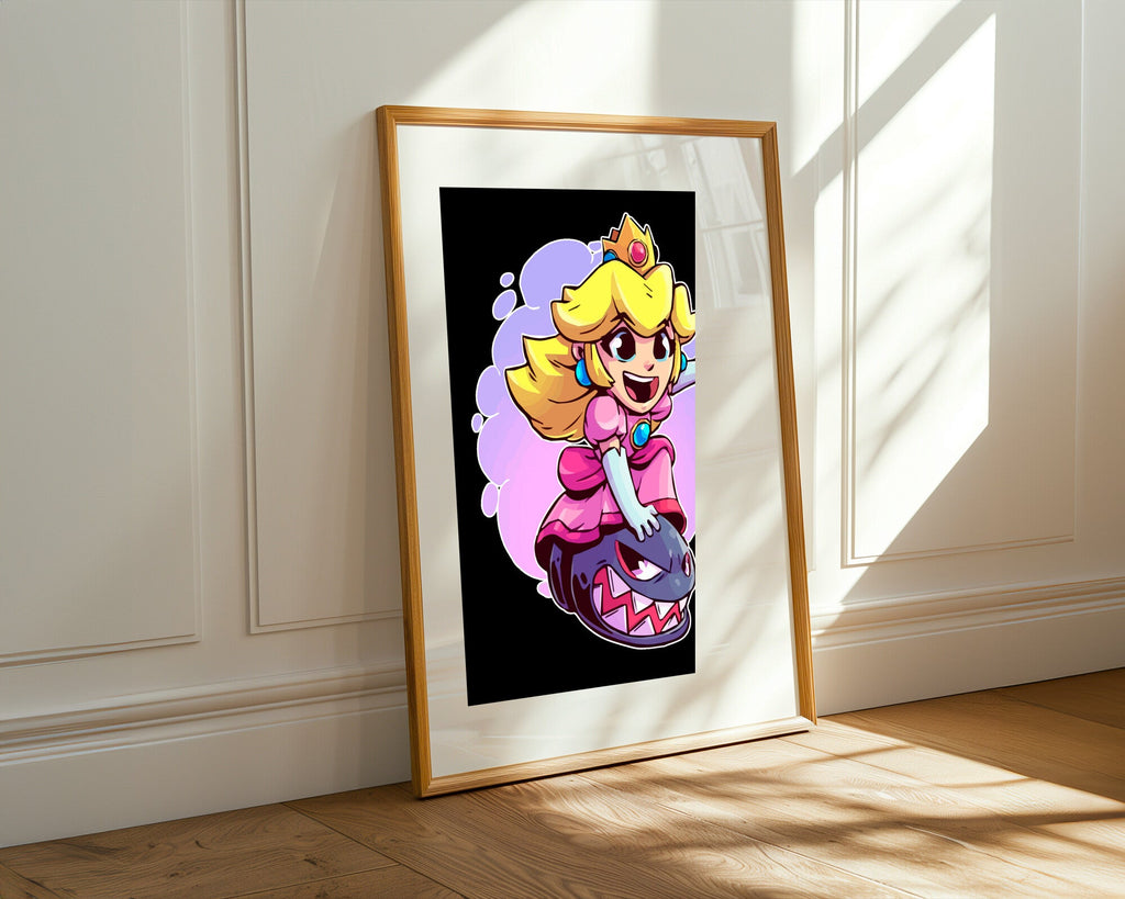 Peach y Chain Chomp | Cuadro decorativo de Monkey Canvas