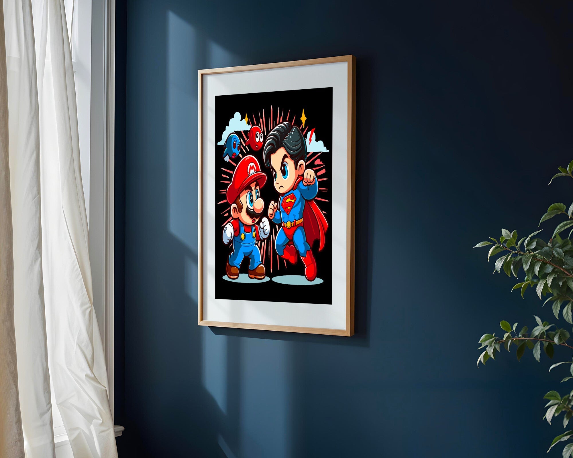 Mario Contra Superman | Cuadro decorativo de Monkey Canvas