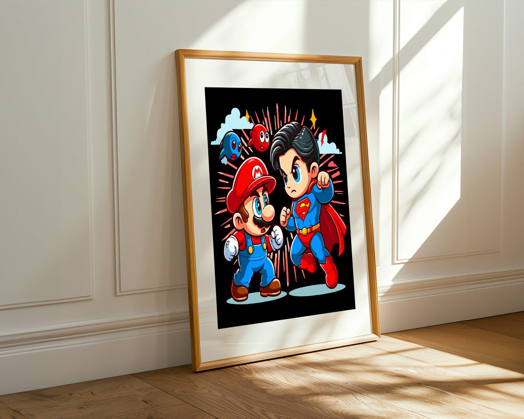Mario Contra Superman | Cuadro decorativo de Monkey Canvas