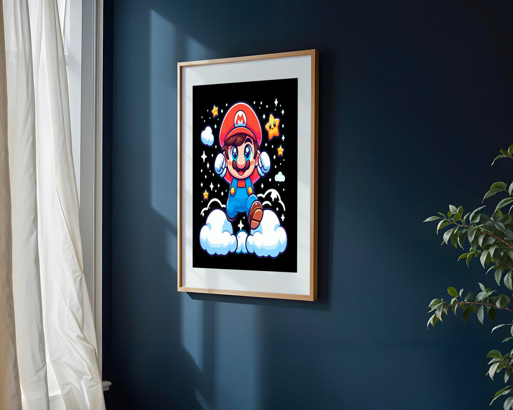 Mario Kawaii en Nubes | Cuadro decorativo de Monkey Canvas