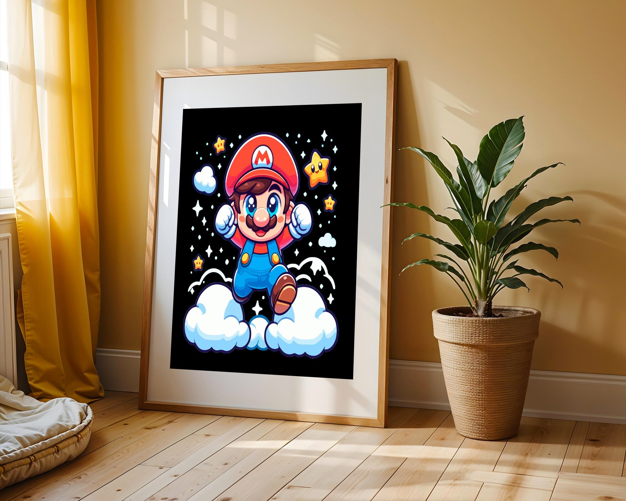 Mario Kawaii en Nubes | Cuadro decorativo de Monkey Canvas